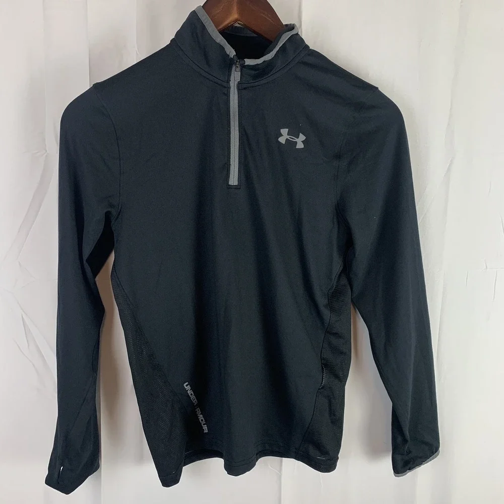 Under Armour Girls Black All Seasons‎ Gear Zip Track Jacket YMD Thumb Holes